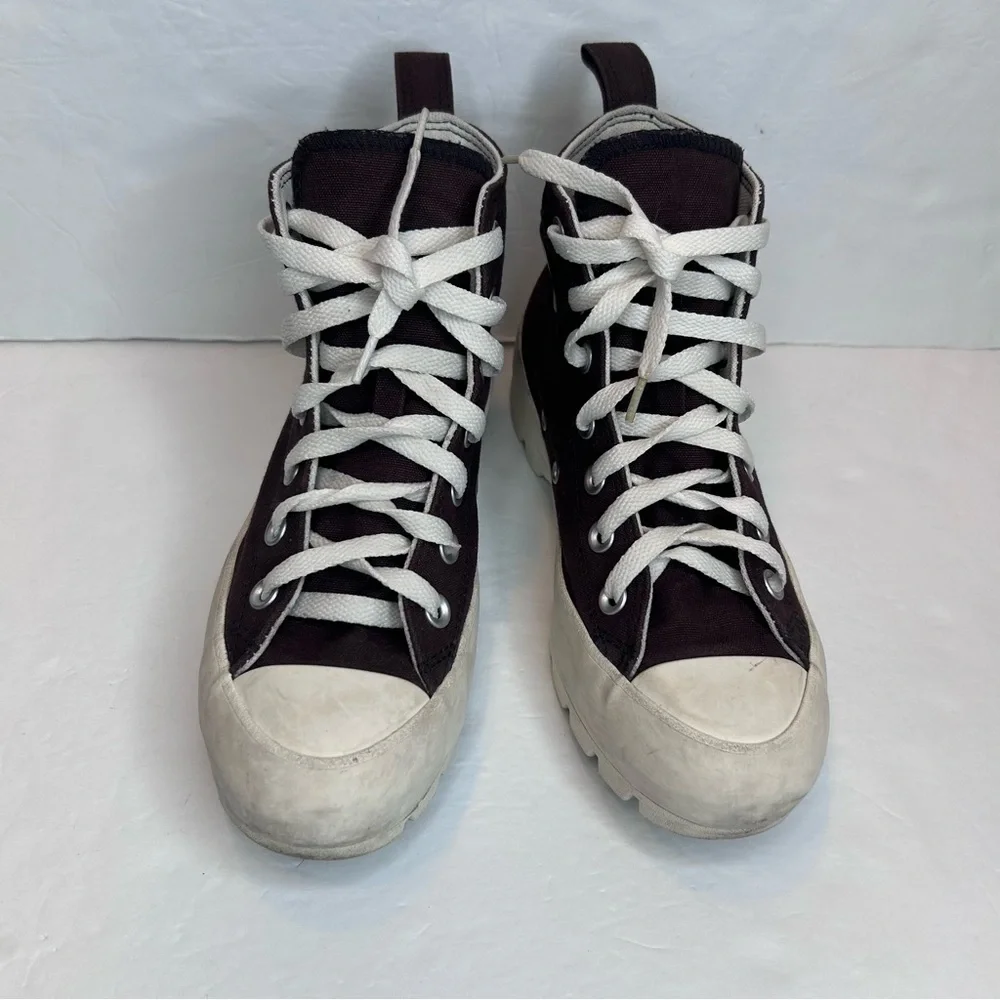 Converse kids High-Top Platform Sneakers Brown and White Shoes Size 6